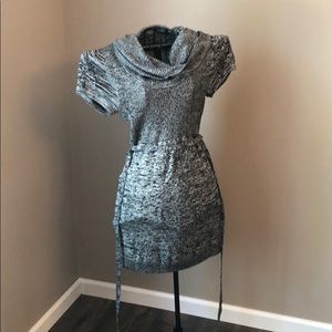 Black and grey turtleneck dress